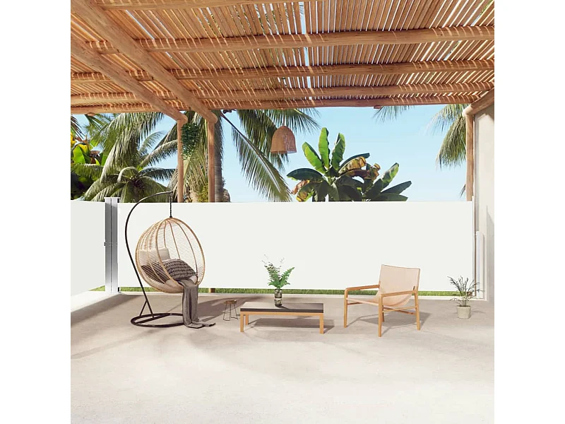 Windscherm uittrekbaar 160x1000 cm crèmekleurig NL151432