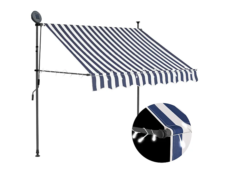 Toldo manual retráctil con LED azul y blanco 150 cm ES99261
