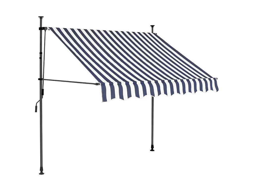 Auvent manuel rétractable avec LED 150 cm Bleu et blanc WVGQ4328