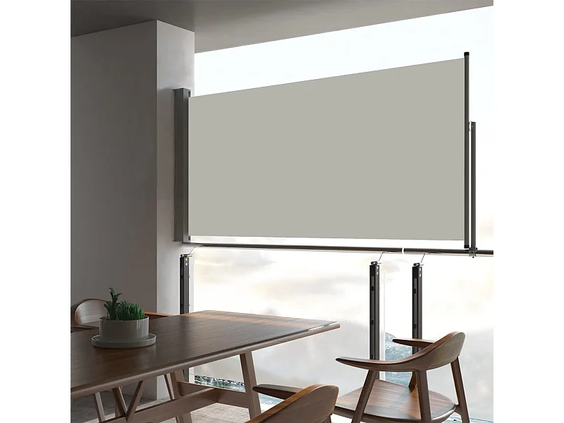 Toldo lateral retráctil de jardín color crema 80x300 cm ES70122