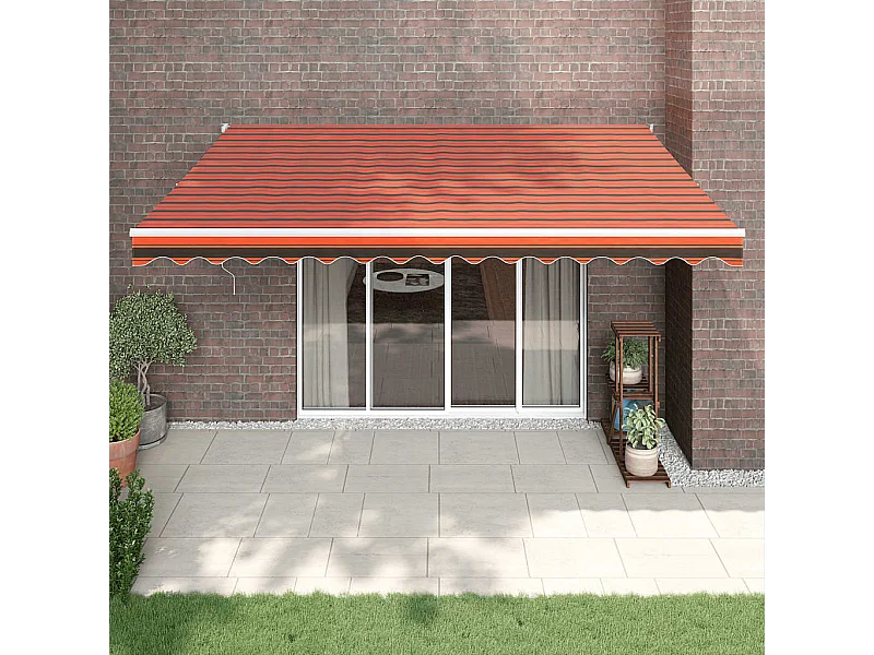 Toldo retráctil aluminio y tela naranja y marrón 4,5x3 m ES79064