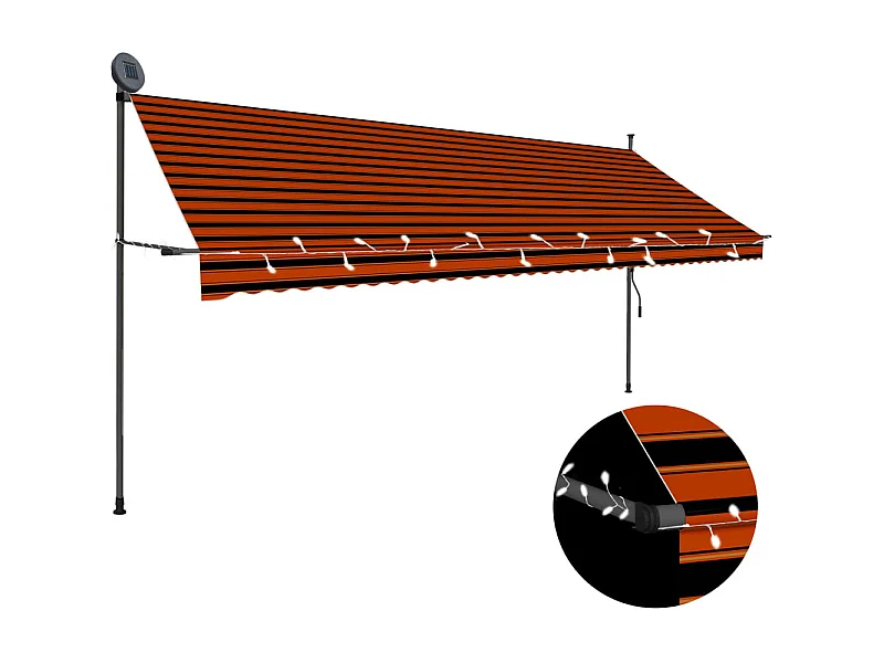 Auvent manuel rétractable avec LED 400 cm Orange et marron WVGQ5905