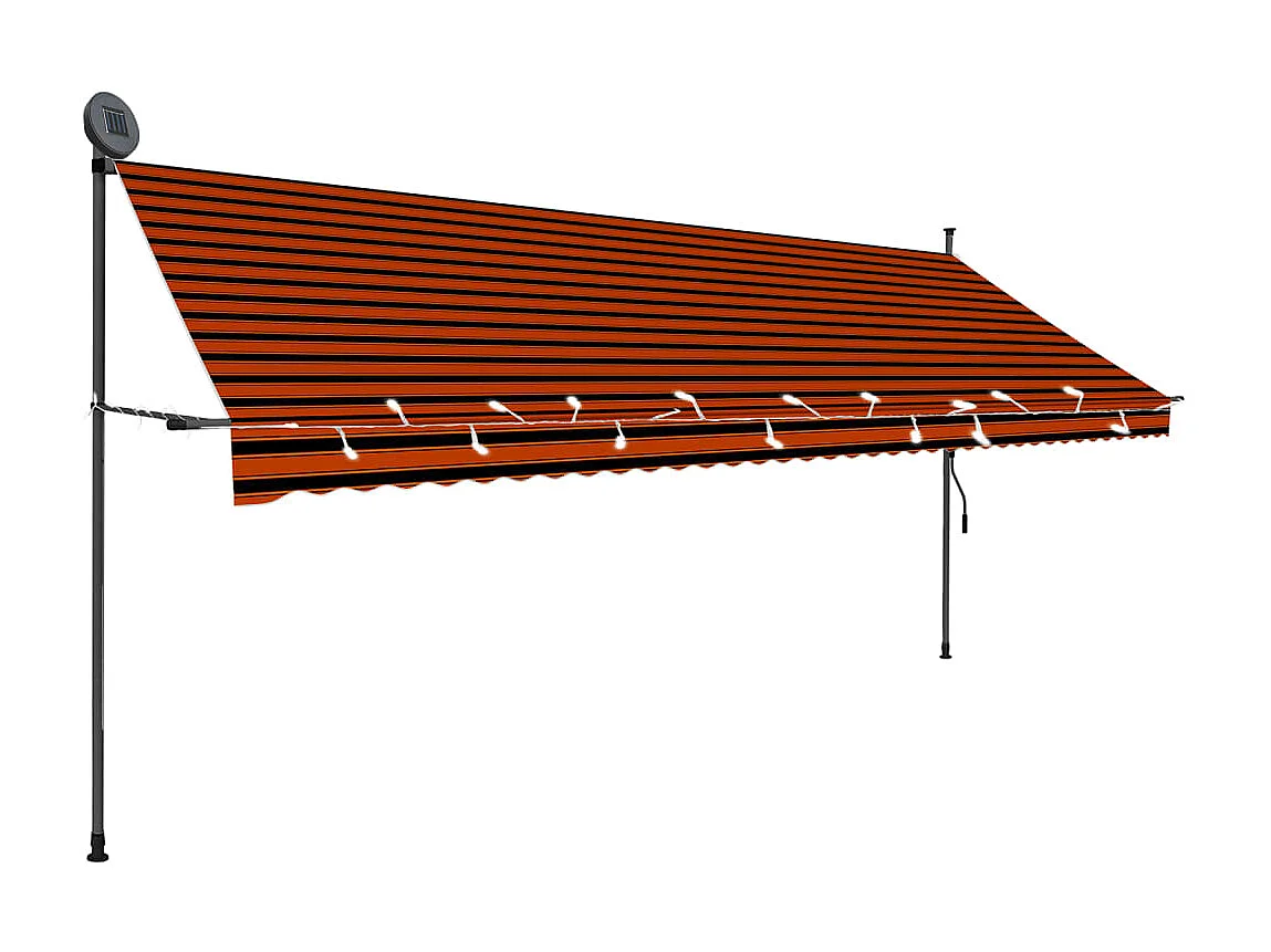 Auvent manuel rétractable avec LED 400 cm Orange et marron WVGQ5905