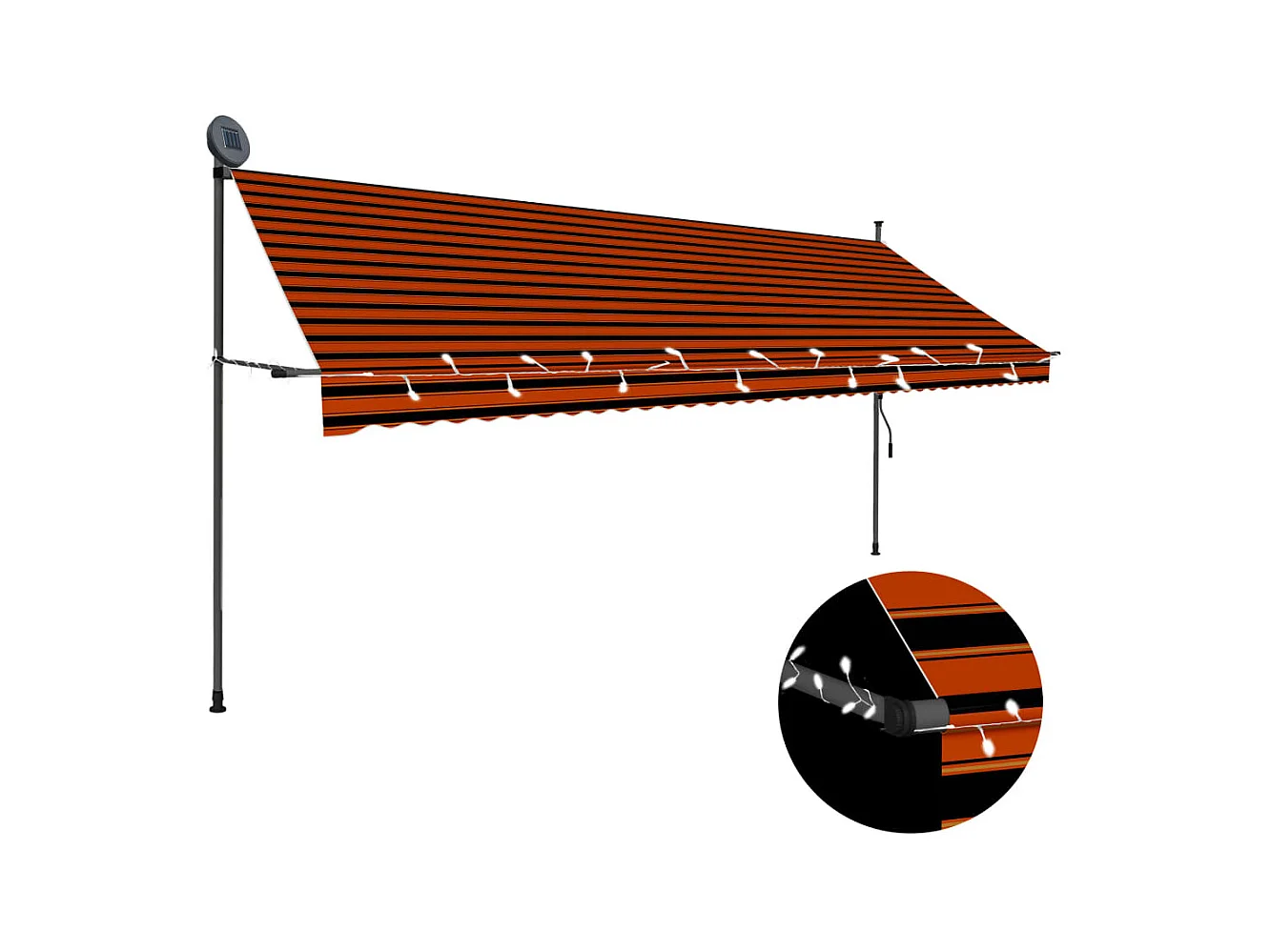 Auvent manuel rétractable avec LED 400 cm Orange et marron WVGQ5905