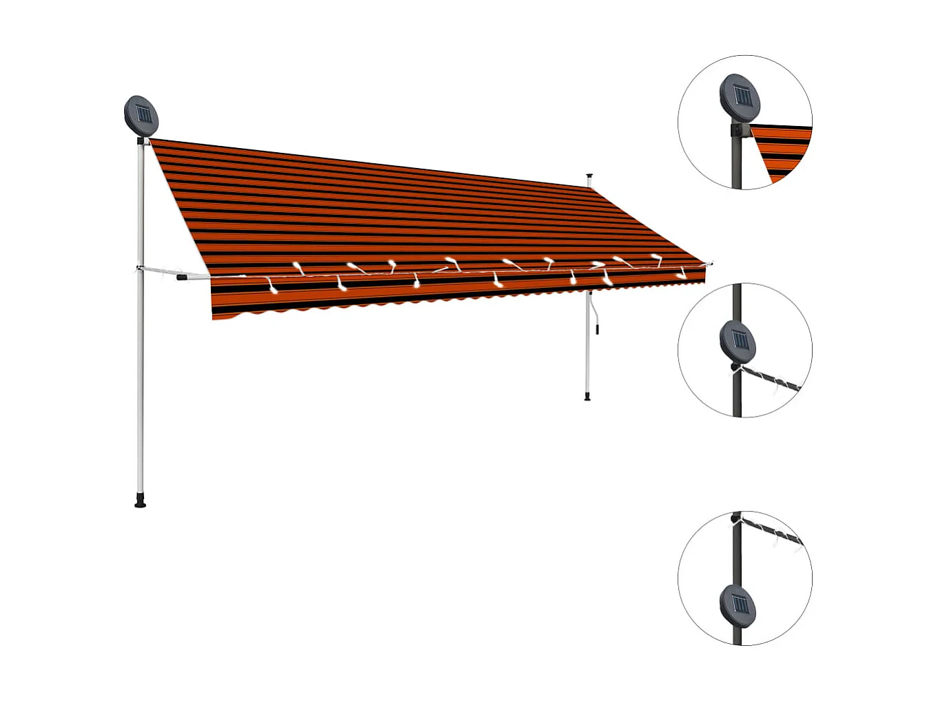 Auvent manuel rétractable avec LED 400 cm Orange et marron WVGQ5905