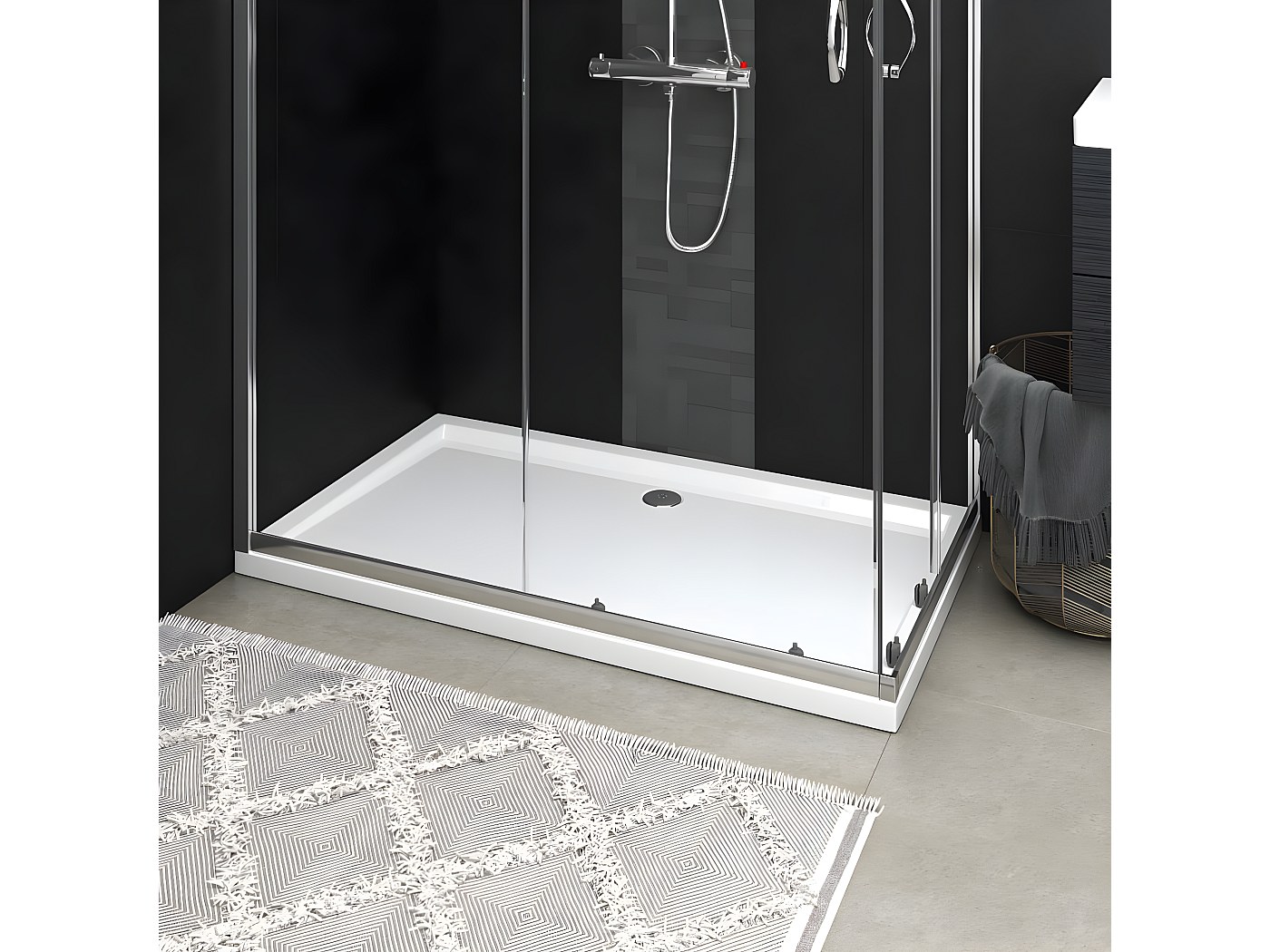 Receveur De Douche, Bac à Douche Receveur à Poser Receveur De Douche Rectangulaire ABS Blanc 80x110 Cm