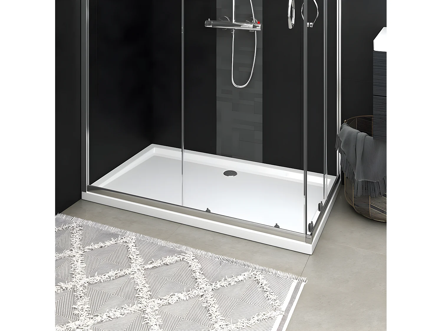 Base de chuveiro retangular 70x120 cm ABS branco PT100759