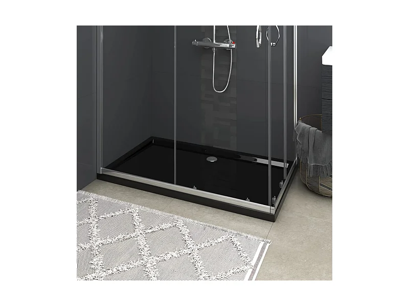Plato de ducha rectangular negro ABS 70x120 cm ES110024
