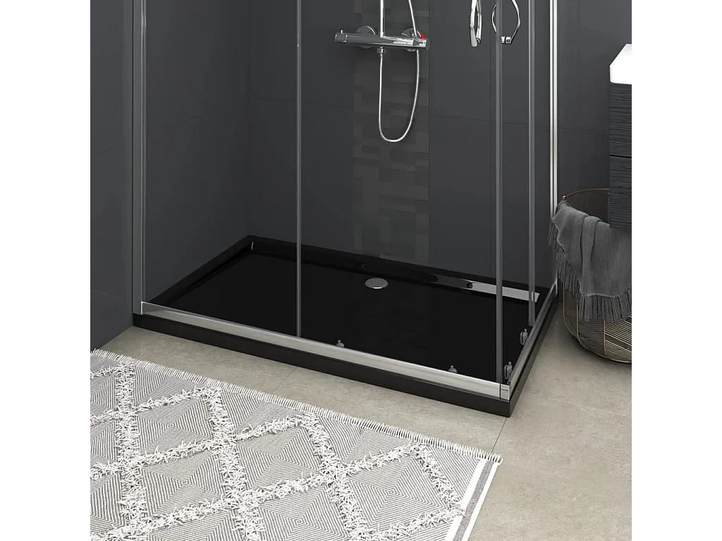 Base de chuveiro retangular 70x120 cm ABS preto PT746025