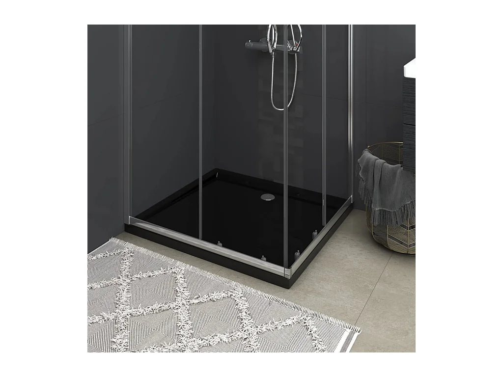 Receveur de douche rectangulaire ABS Noir 80x90 cm WVGQ8349