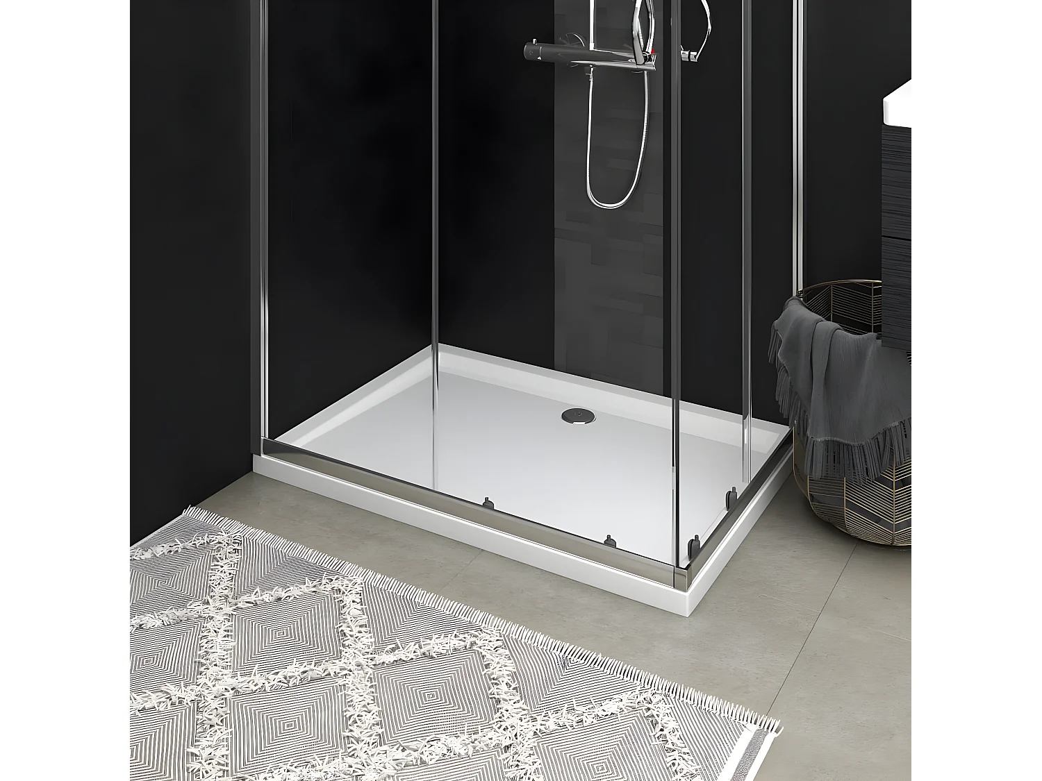 Base de chuveiro retangular 80x110 cm ABS branco PT670165