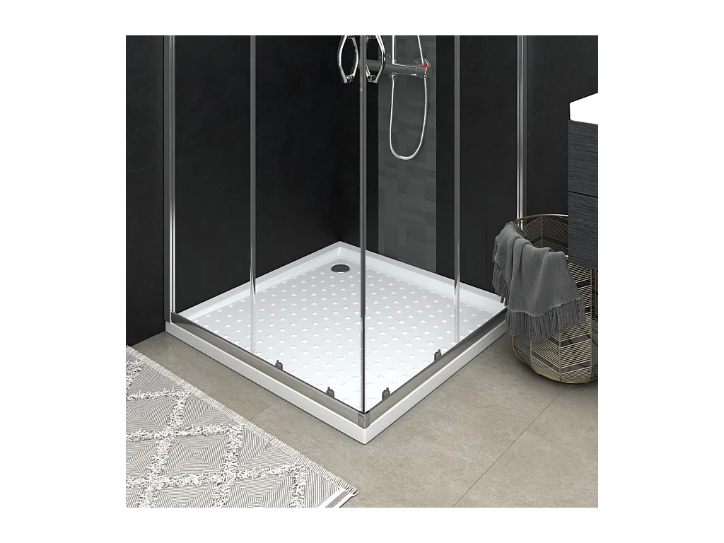 Plato de ducha con puntos ABS blanco 90x90x4 cm ES473047