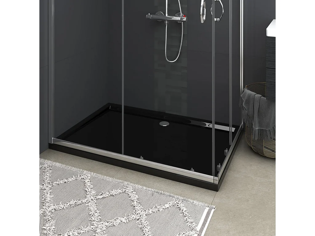 Base de chuveiro retangular 80x120 cm ABS preto PT313402