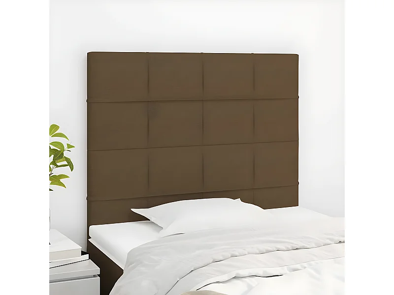 Têtes de lit 2 pcs Marron Foncé 100x5x78,88 cm Tissu PEWV18405 BonneVie Meuble