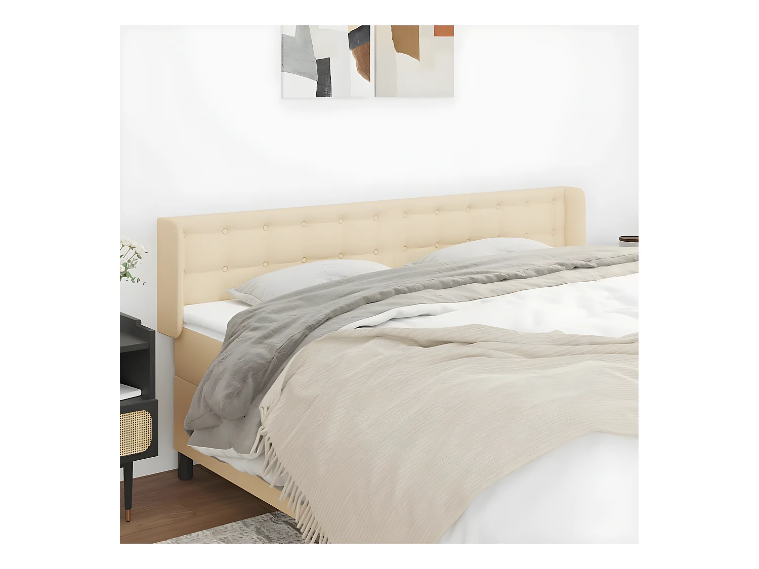 Tête de lit avec oreilles Crème 163x16x78,88 cm Tissu LKC91792 BonneVie Meuble