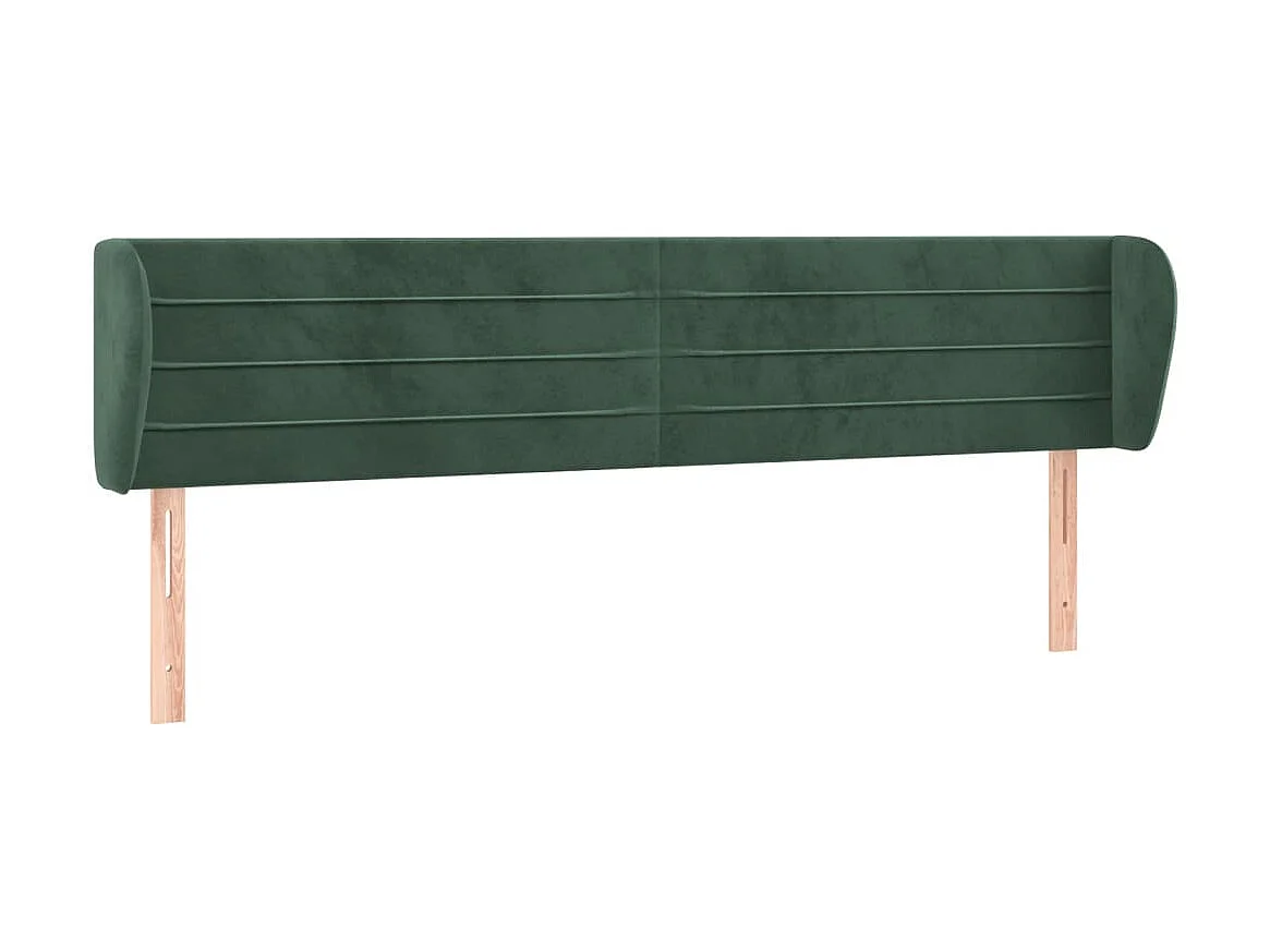Cabeceira de cama c/ abas veludo 183x23x78/88cm verde-escuro PT144982