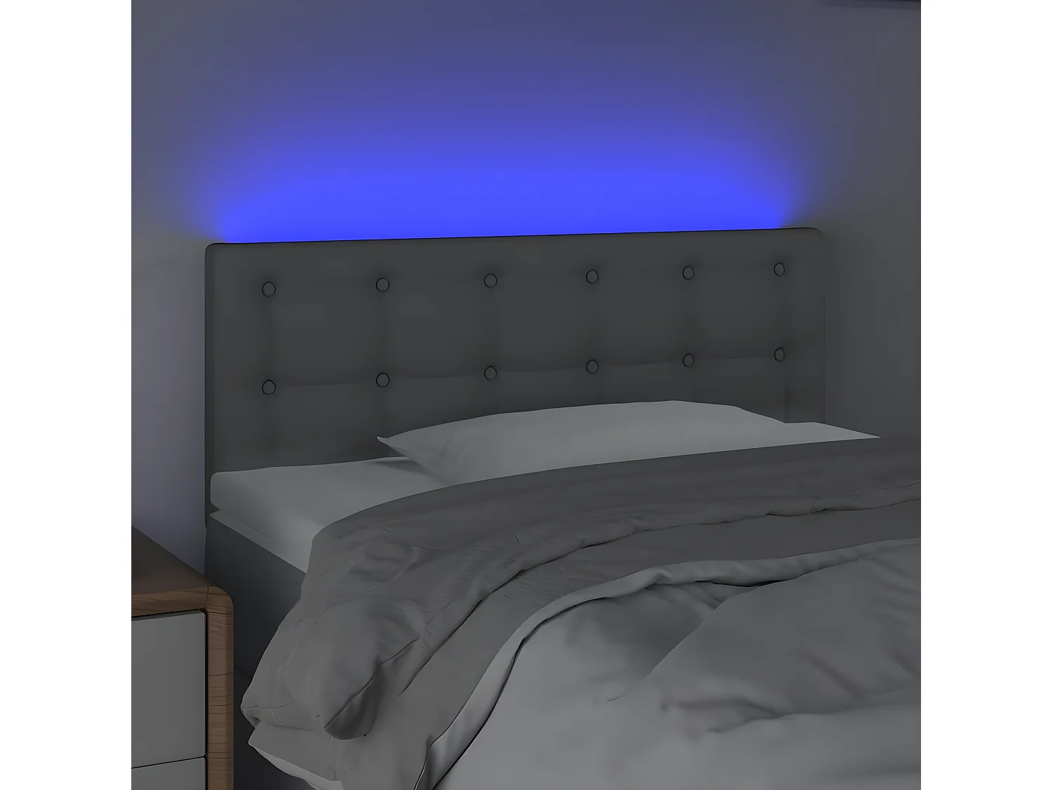 Tête de lit à LED Gris clair 100x5x78/88 cm Tissu POI55061 BonneVie Meuble