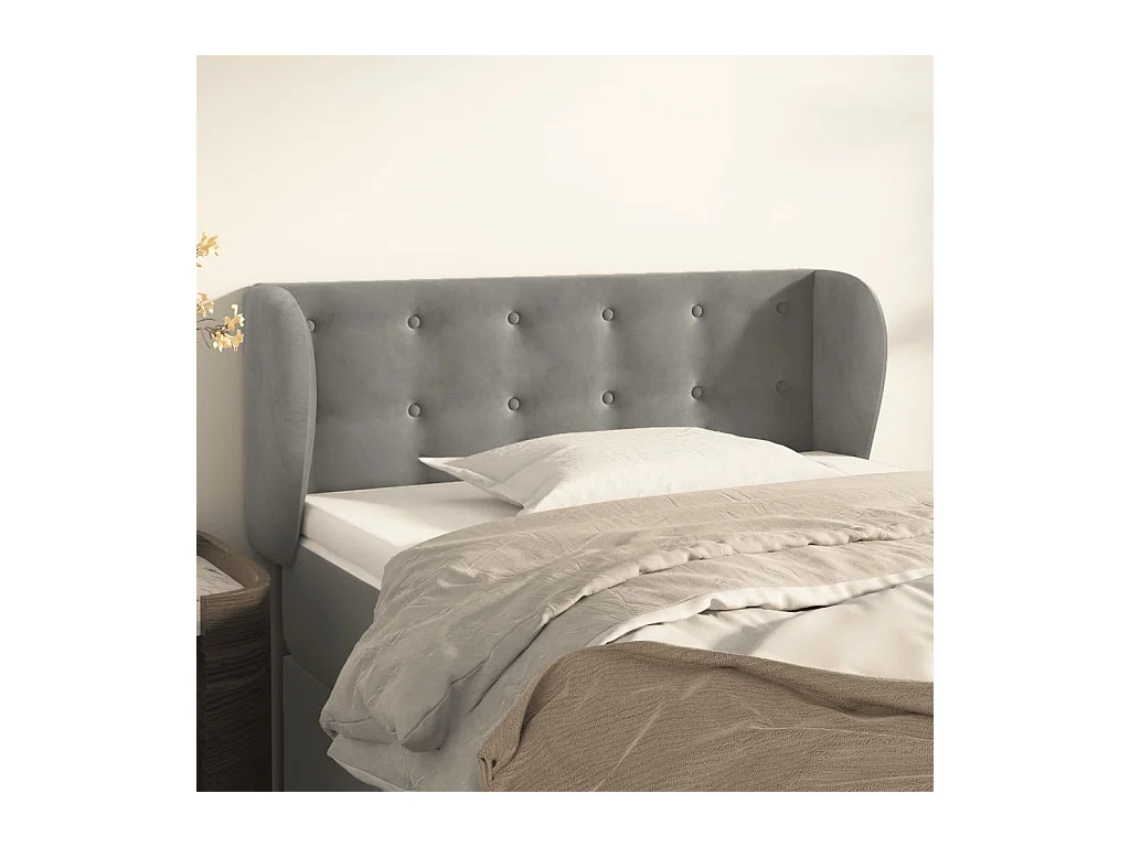 Testiera | Testata del letto ad Orecchio Grigio Chiaro 103x23x78/88 cm in Velluto