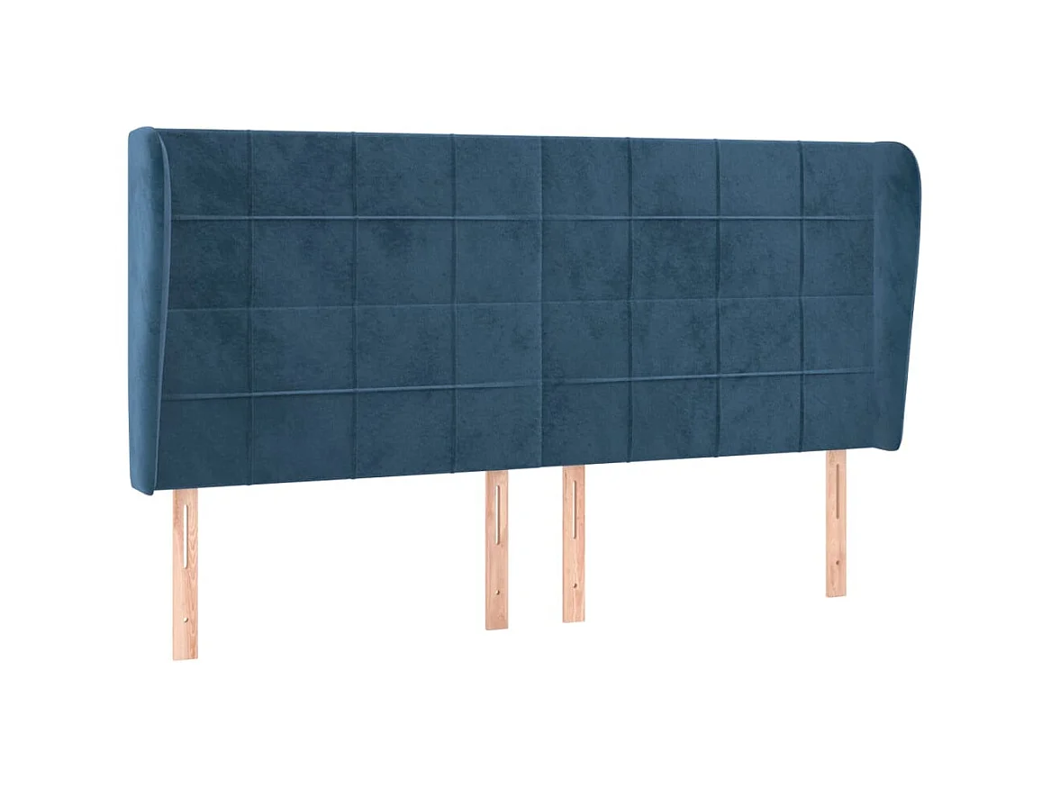 Cabecero con orejas de terciopelo azul oscuro 163x23x118/128 cm ES79874