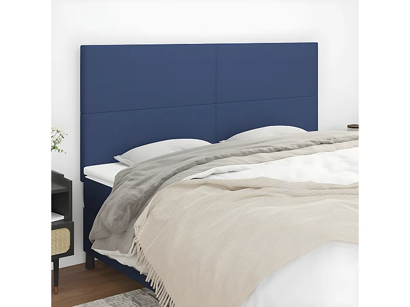 Cabeceros 4 unidades de tela azul 80x5x78/88 cm ES45854