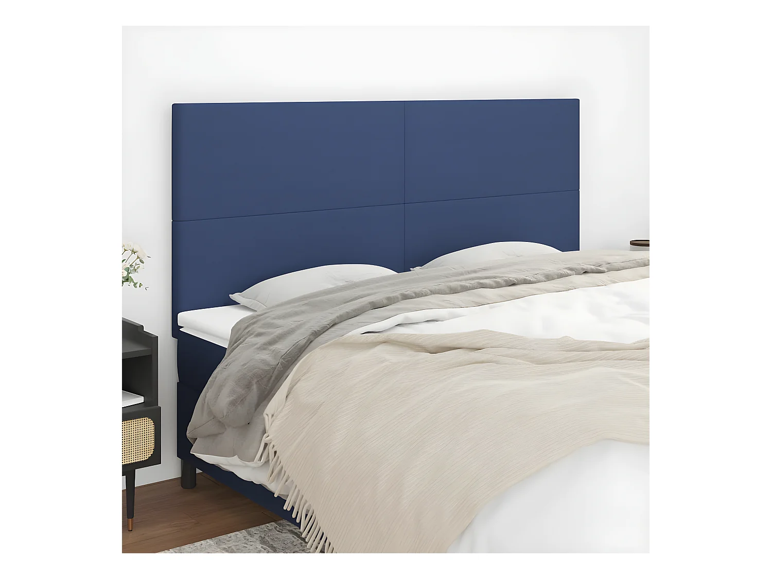 4 pcs Têtes de lit Bleu 80x5x78/88 cm Tissu POI51489 BonneVie Meuble
