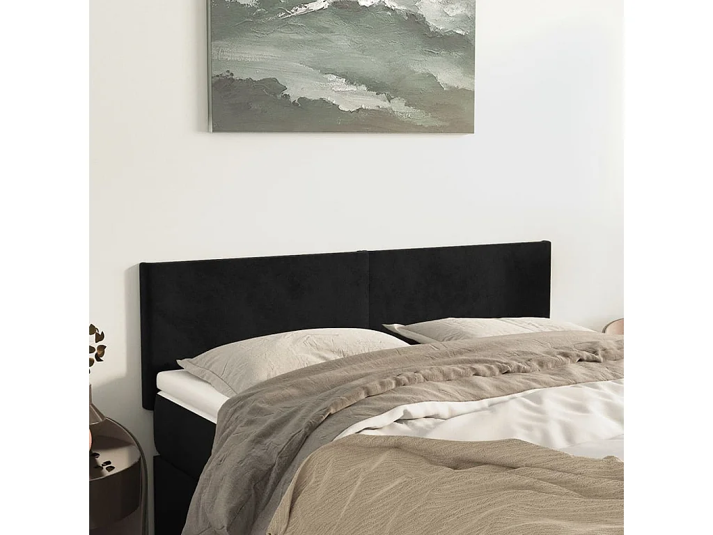 2er-set-Kopfteil,Bettkopfteile Schwarz 72x5x78/88 cm Samt -gkd999377