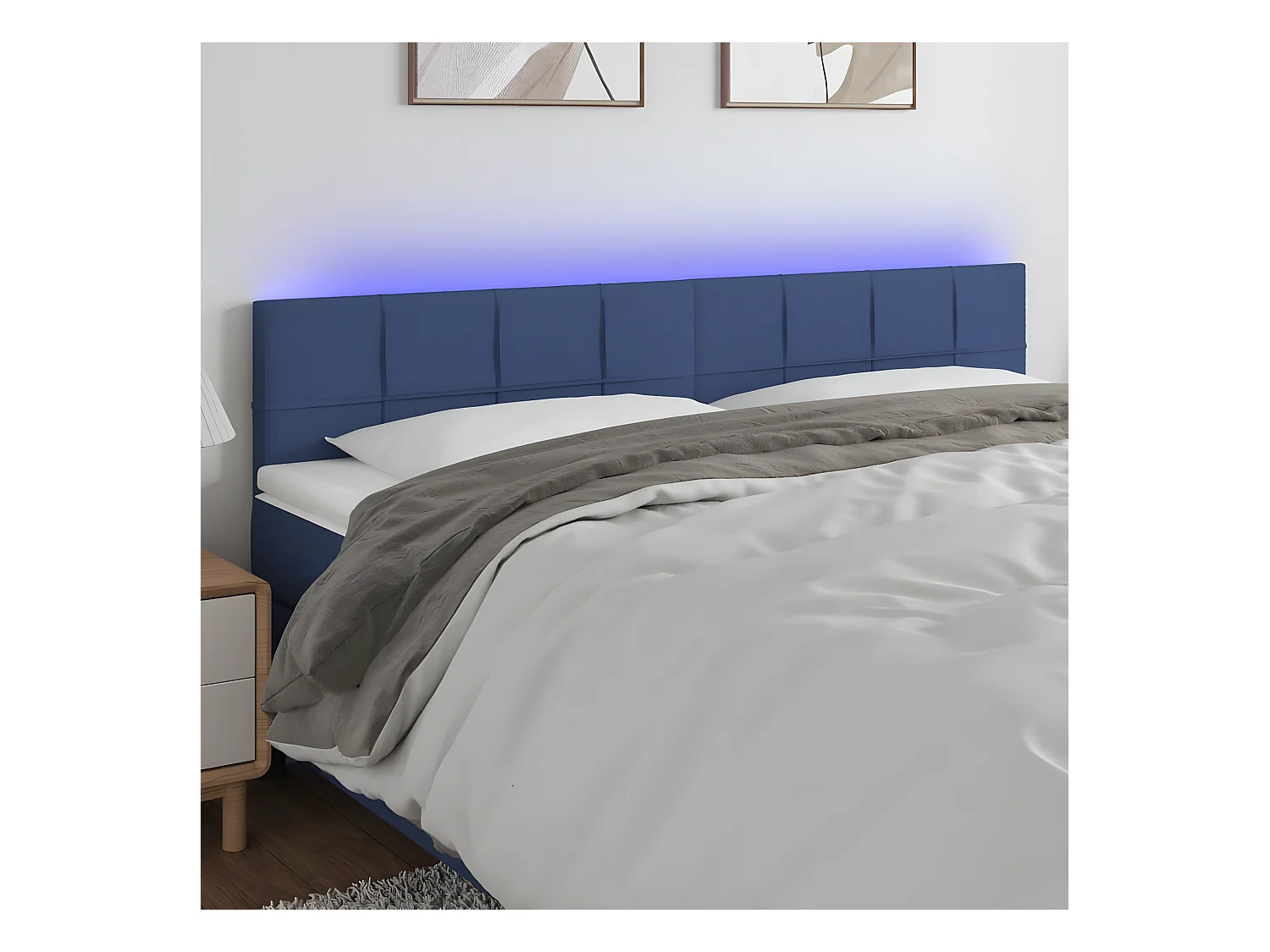 Testiera | Testata del letto a LED Blu 180x5x78/88 cm in Tessuto