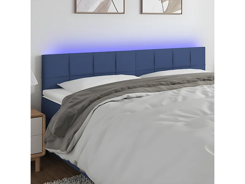 Tête de lit à LED Bleu 180x5x78/88 cm Tissu PLO82018 BonneVie Meuble