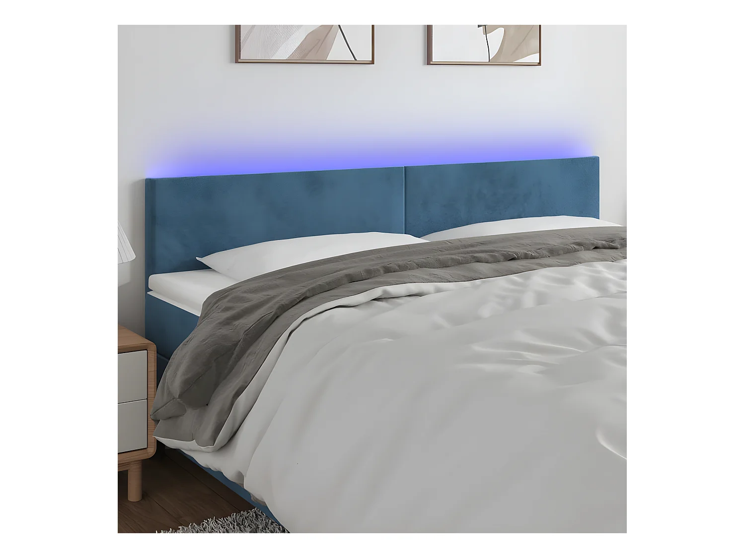 Tête de lit à LED Bleu foncé 180x5x78/88 cm Velours POI44094 BonneVie Meuble