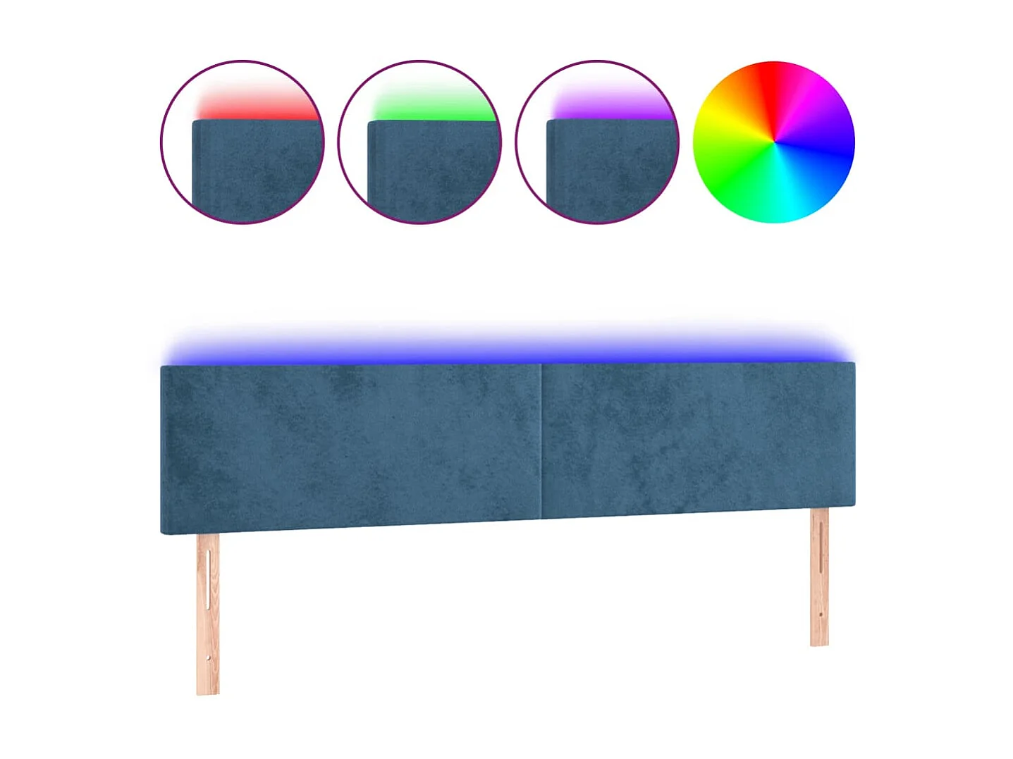 Tête de lit à LED Bleu foncé 180x5x78/88 cm Velours POI44094 BonneVie Meuble