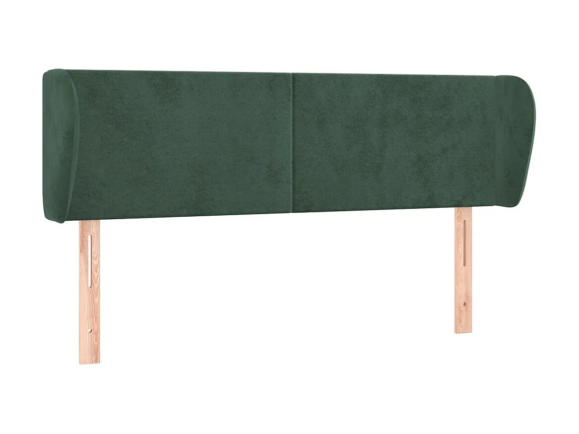 Cabeceira de cama c/ abas veludo 147x23x78/88cm verde-escuro PT564940
