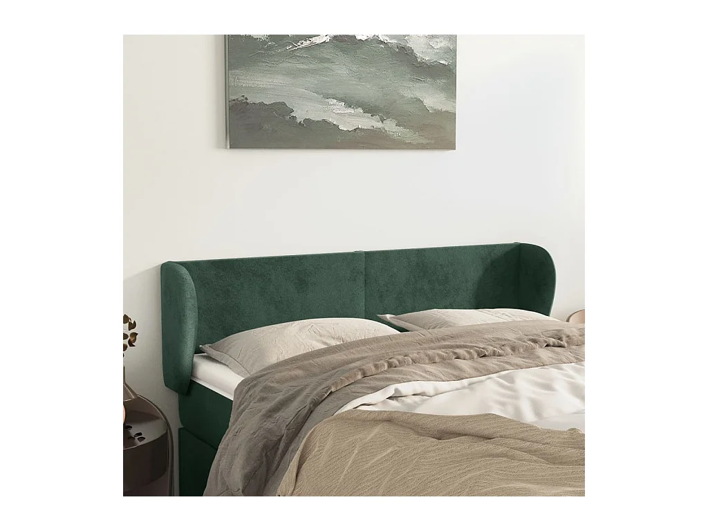 Testiera | Testata del letto ad Orecchio Verde Scuro 147x23x78/88 cm in Velluto