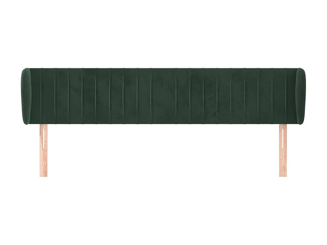 Cabeceira de cama c/ abas veludo 183x23x78/88cm verde-escuro PT872269