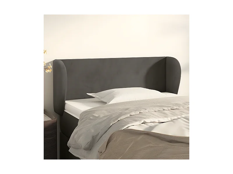 Kopfteil,Bettkopfteil mit Ohren Dunkelgrau 83x23x78/88 cm Samt -gkd361995