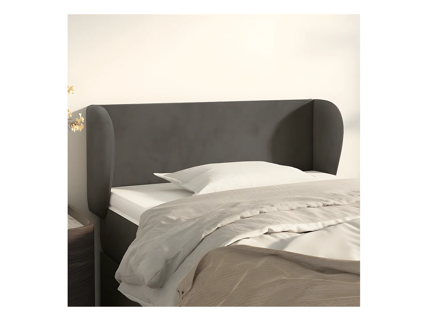 Tête de lit avec oreilles Gris foncé 83x23x78,88 cm Velours LKC29692 BonneVie Meuble