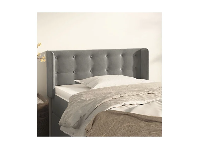 Tête de lit avec oreilles Gris clair 103x16x78,88 cm Velours LWE31835 BonneVie Meuble