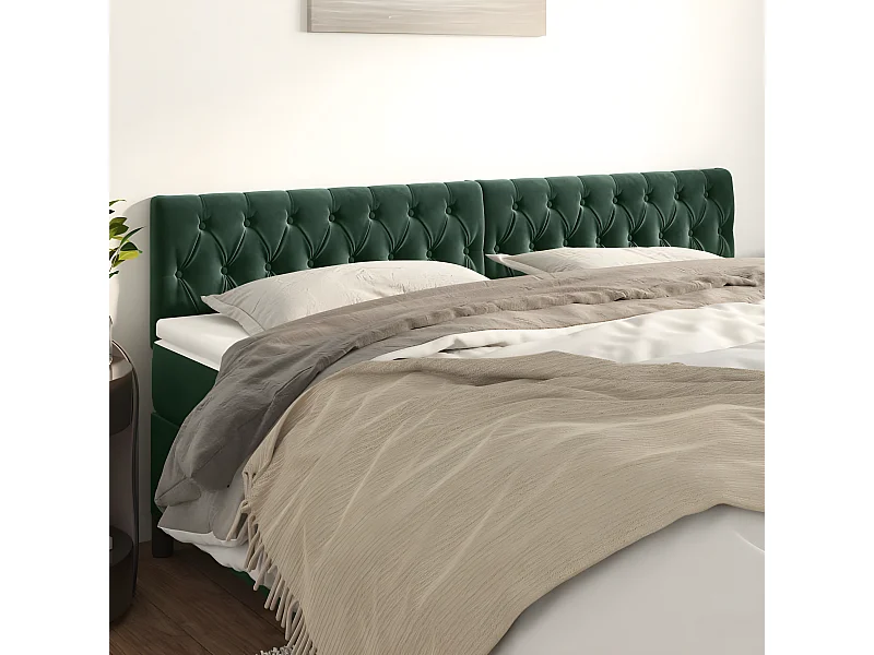 Têtes de lit 2 pcs Vert foncé 90x7x78/88 cm Velours POI95509 BonneVie Meuble
