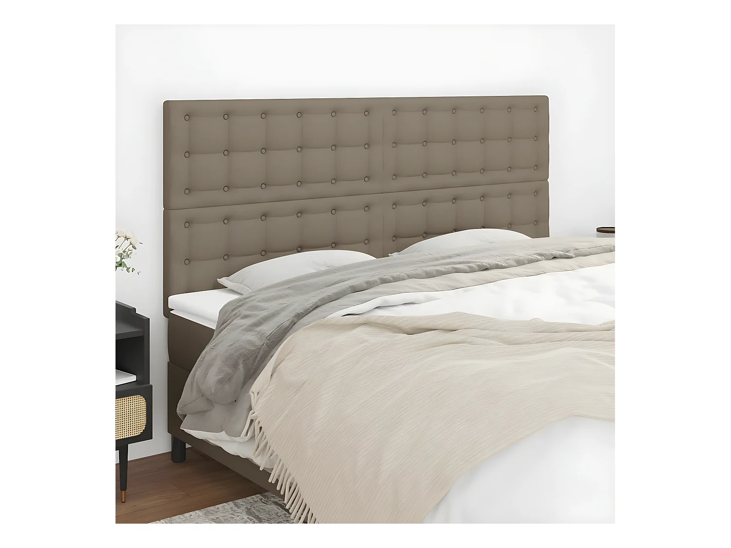 4 pcs Têtes de lit Taupe 90x5x78/88 cm Tissu PLO34990 BonneVie Meuble