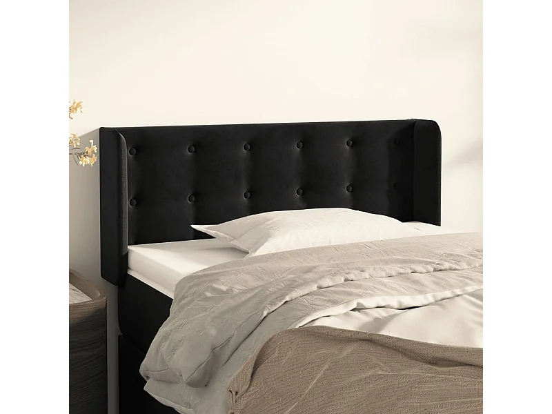 Tête de lit avec oreilles Noir 103x16x78,88 cm Velours LKC76522 BonneVie Meuble