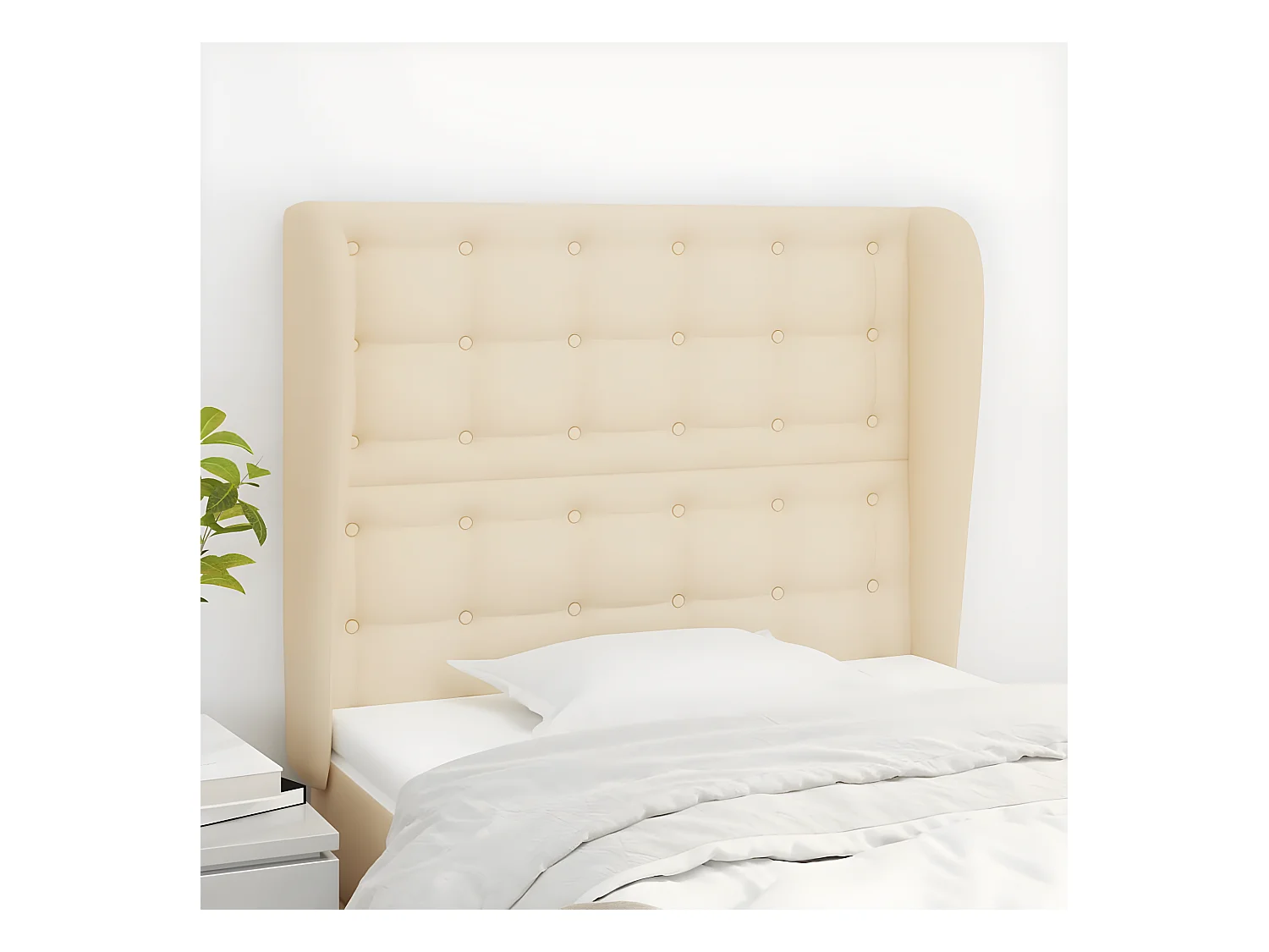 Tête de lit avec oreilles Crème 83x23x118,128 cm Tissu LKC72276 BonneVie Meuble