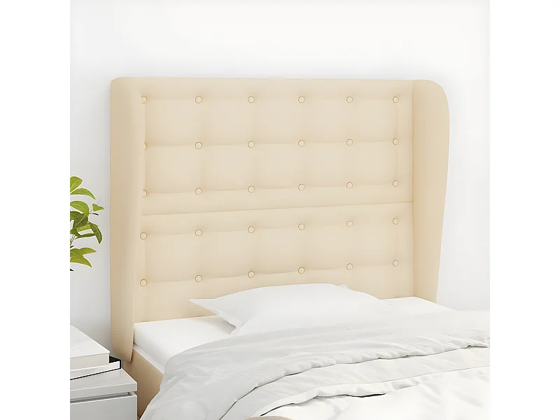 Tête de lit avec oreilles Crème 83x23x118,128 cm Tissu LKC72276 BonneVie Meuble