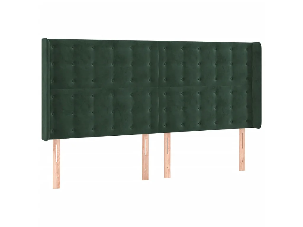 Kopfteil,Bettkopfteil mit Ohren Dunkelgrün 203x16x118/128 cm Samt -gkd149196