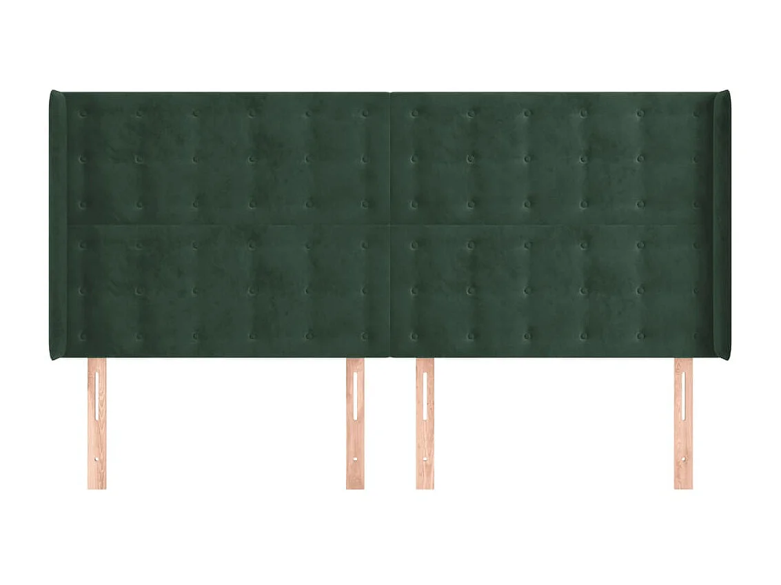 Kopfteil,Bettkopfteil mit Ohren Dunkelgrün 203x16x118/128 cm Samt -gkd149196