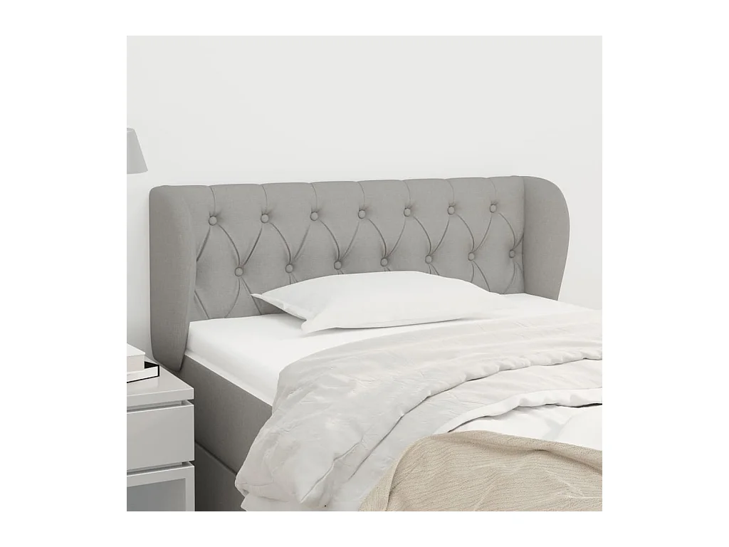 Kopfteil,Bettkopfteil mit Ohren Hellgrau 103x23x78/88 cm Stoff -gkd911573