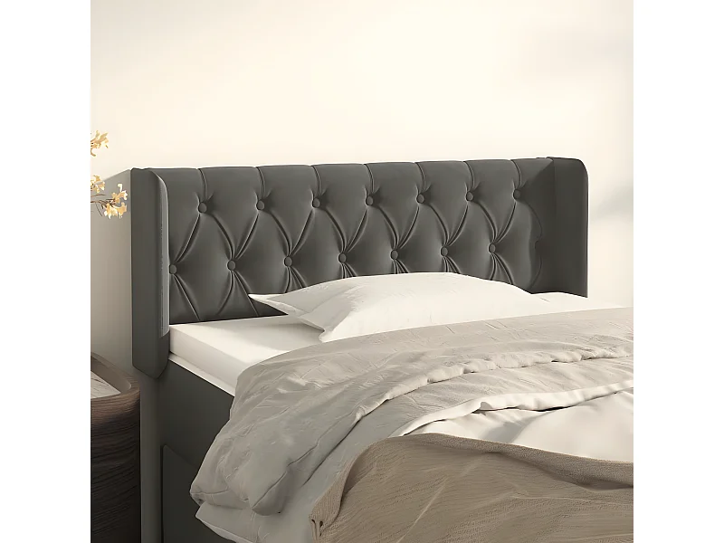 Tête de lit avec oreilles Gris foncé 103x16x78,88 cm Velours LKC71102 BonneVie Meuble
