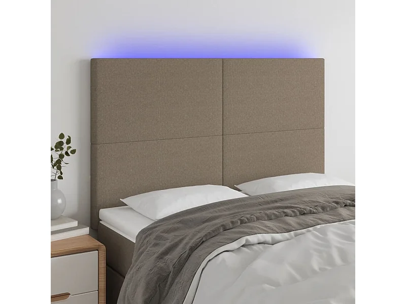 Tête de lit à LED Taupe 144x5x118/128 cm Tissu POI12523 BonneVie Meuble