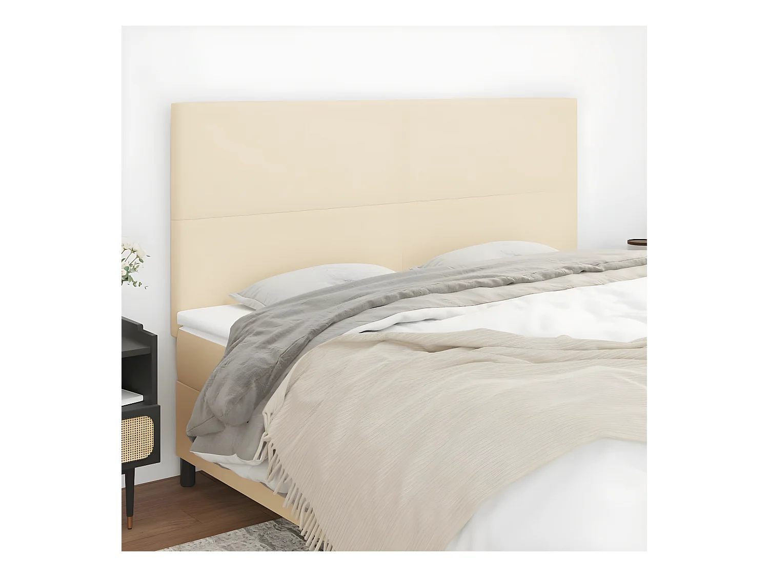 4 pcs Têtes de lit Crème 90x5x78/88 cm Tissu POI66519 BonneVie Meuble