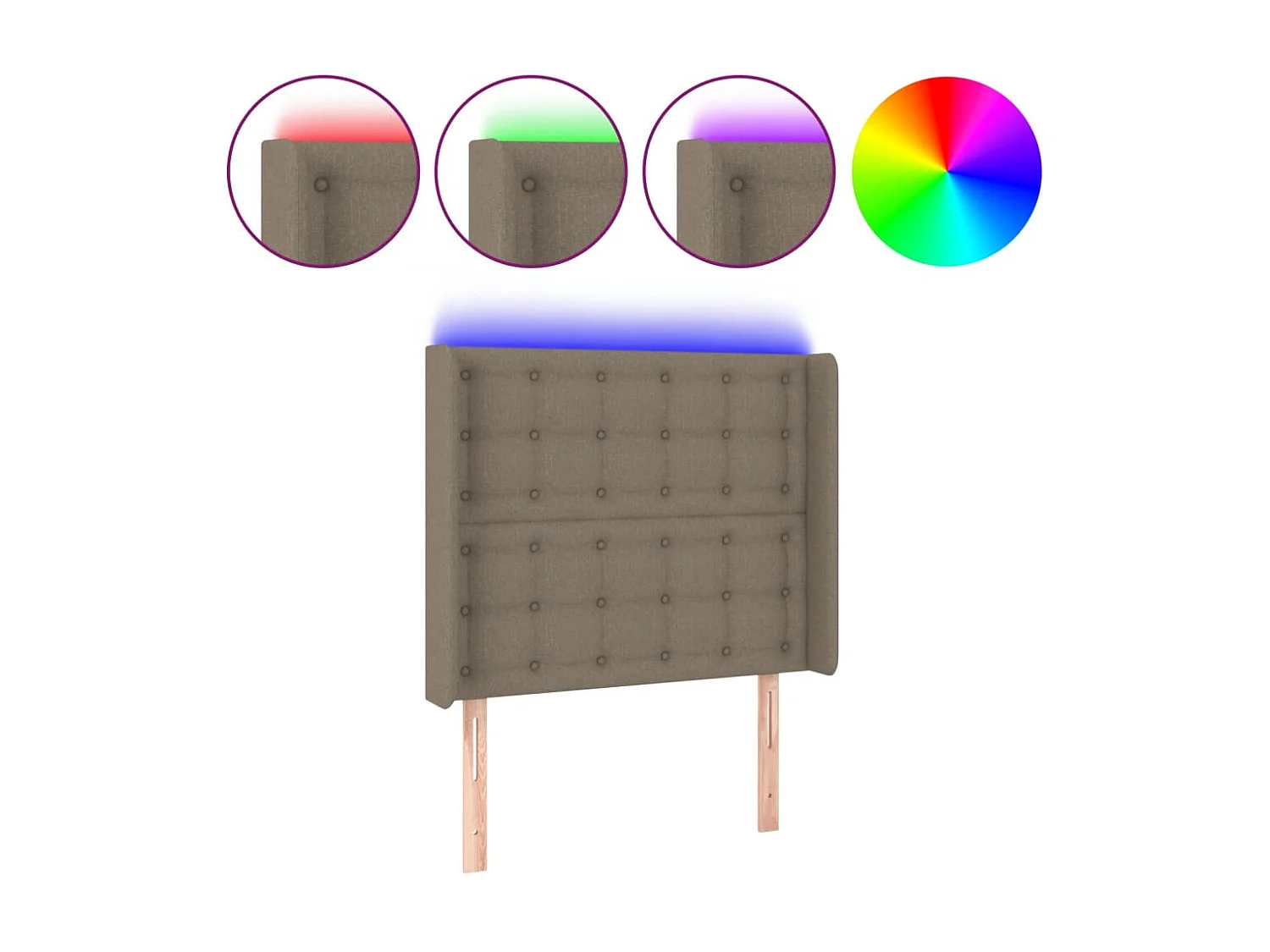 Cabecero con LED de tela gris taupe 103x16x118/128 cm ES82052