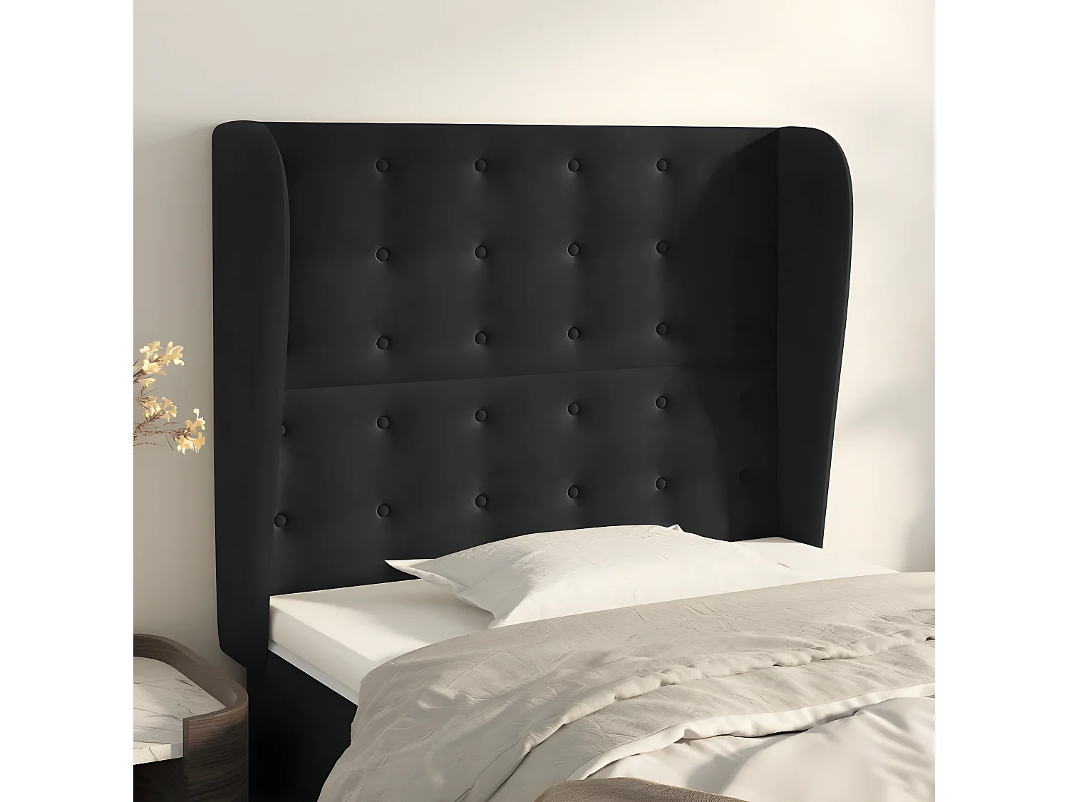 Tête de lit avec oreilles Noir 93x23x118,128 cm Velours LKC94918 BonneVie Meuble