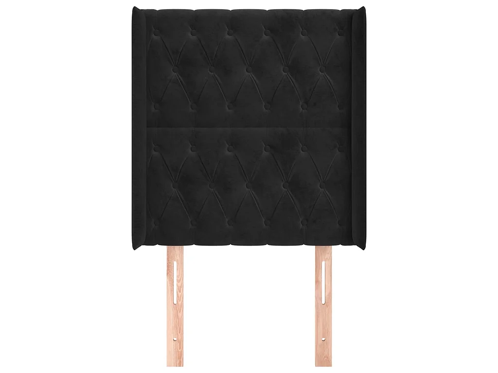 Tête de lit avec oreilles Noir 83x16x118/128 cm Velours POI38502 BonneVie Meuble